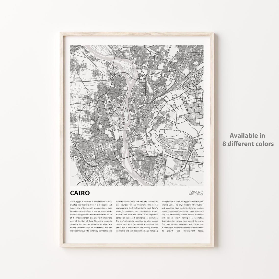 Cairo Map Print Travel Wall Decor Art Housewarming Gift