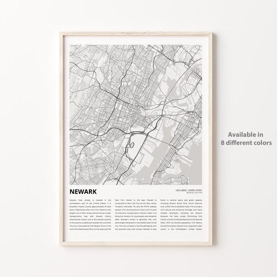 Newark New Jersey USA City Street Map Minimalist Travel Poster