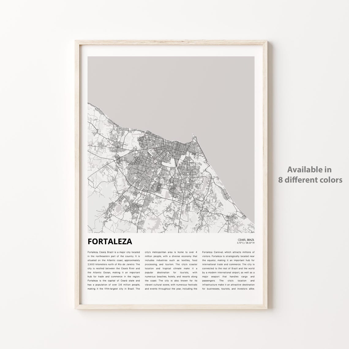 Fortaleza Map Print Travel Wall Decor Art Cear Housewarming Gift