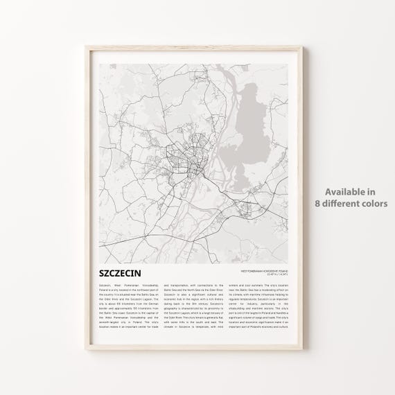 Szczecin West Pomerania Poland Minimal City Map Street Grid Poster