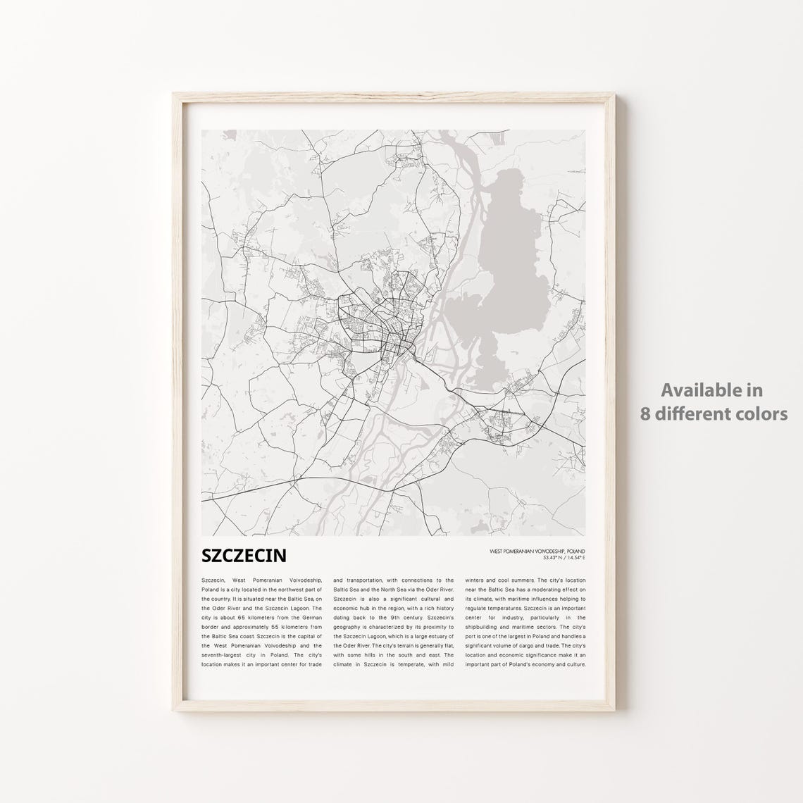 Szczecin West Pomerania Poland Minimal City Map Street Grid Poster