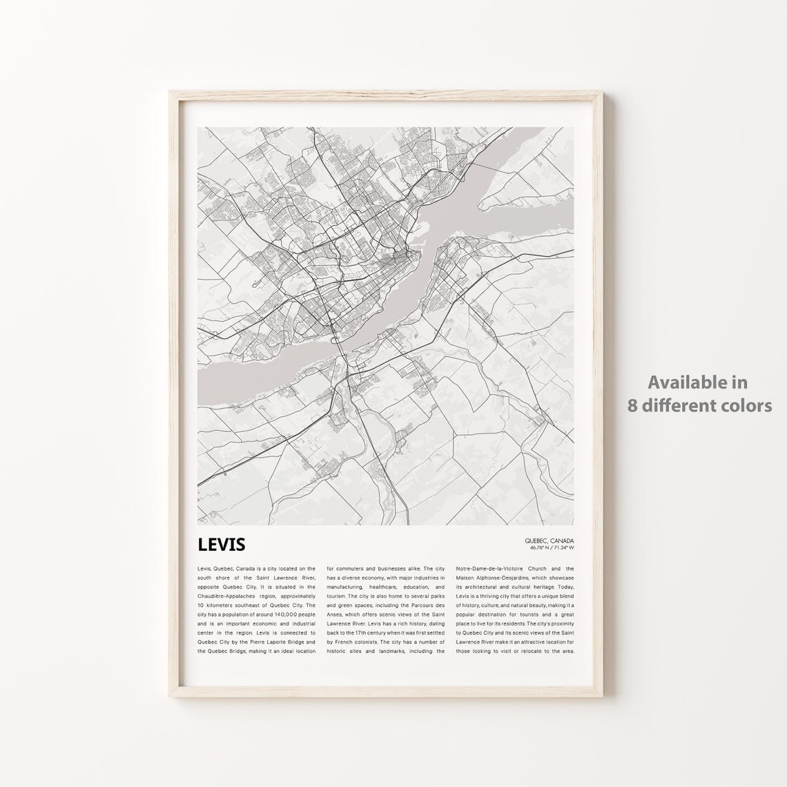 Levis Quebec Canada Custom Street Map Minimalist Home Decor Poster