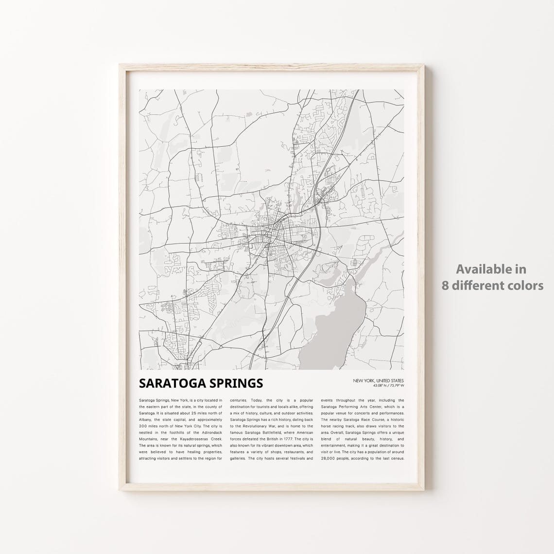 Saratoga Springs Map Print Travel Wall Decor Art New York Housewarming Gift