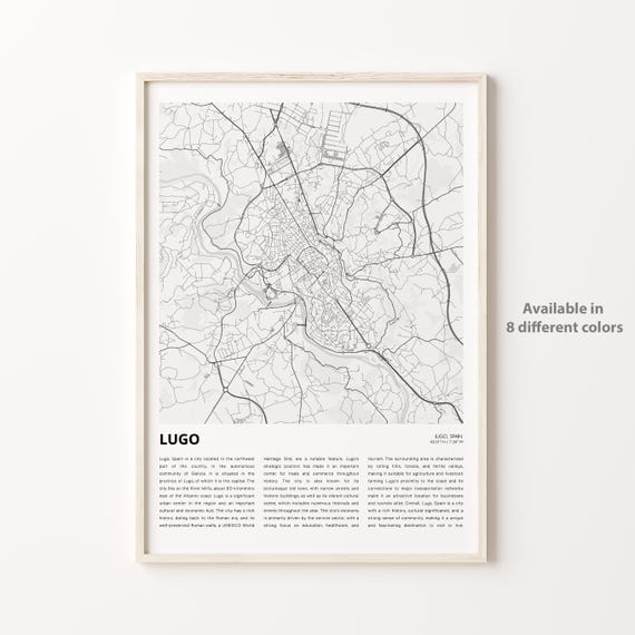 Lugo Map Print Travel Wall Decor Art Housewarming Gift