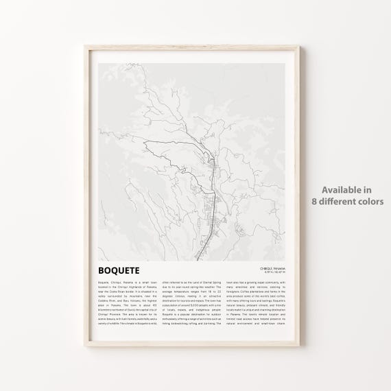 Boquete Map Print Travel Wall Decor Art Chiriqu Housewarming Gift