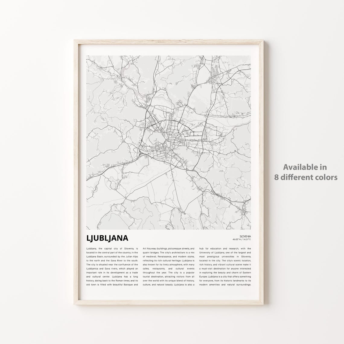 Ljubljana Map Print Travel Wall Decor Art Housewarming Gift