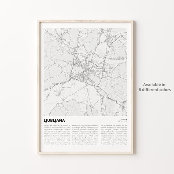 Ljubljana Map Print Travel Wall Decor Art Housewarming Gift
