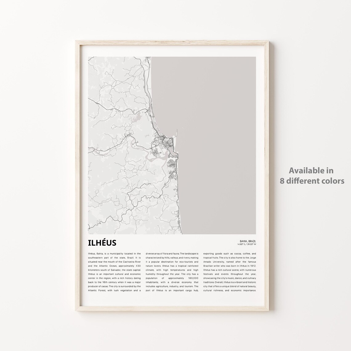 Ilhéus Bahia Brazil Coastal City Minimalist Map Travel Poster