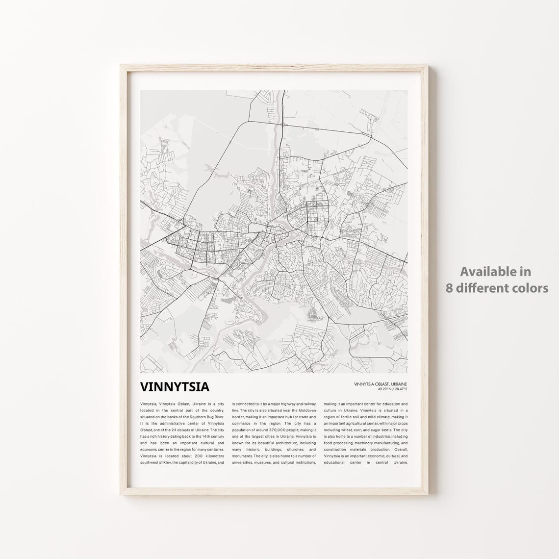 Vinnytsia Ukraine City Map Minimalist Line Art Travel Poster