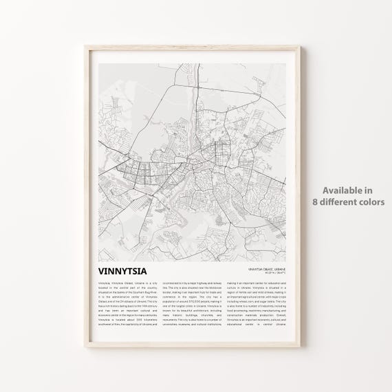 Vinnytsia Ukraine City Map Minimalist Line Art Travel Poster