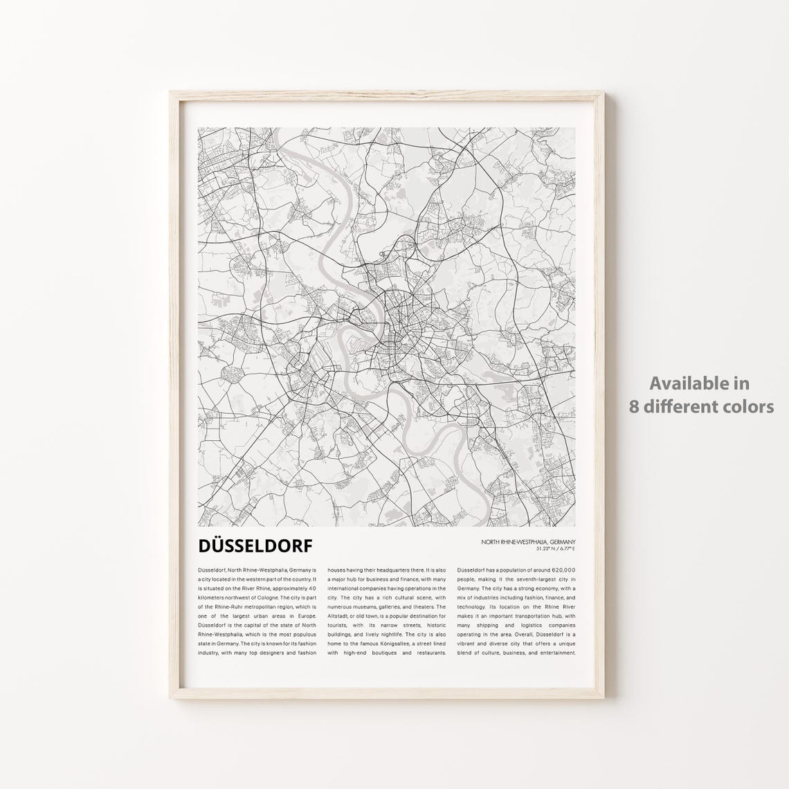 Dsseldorf Map Print Travel Wall Decor Art North Rhinewestphalia Housewarming Gift