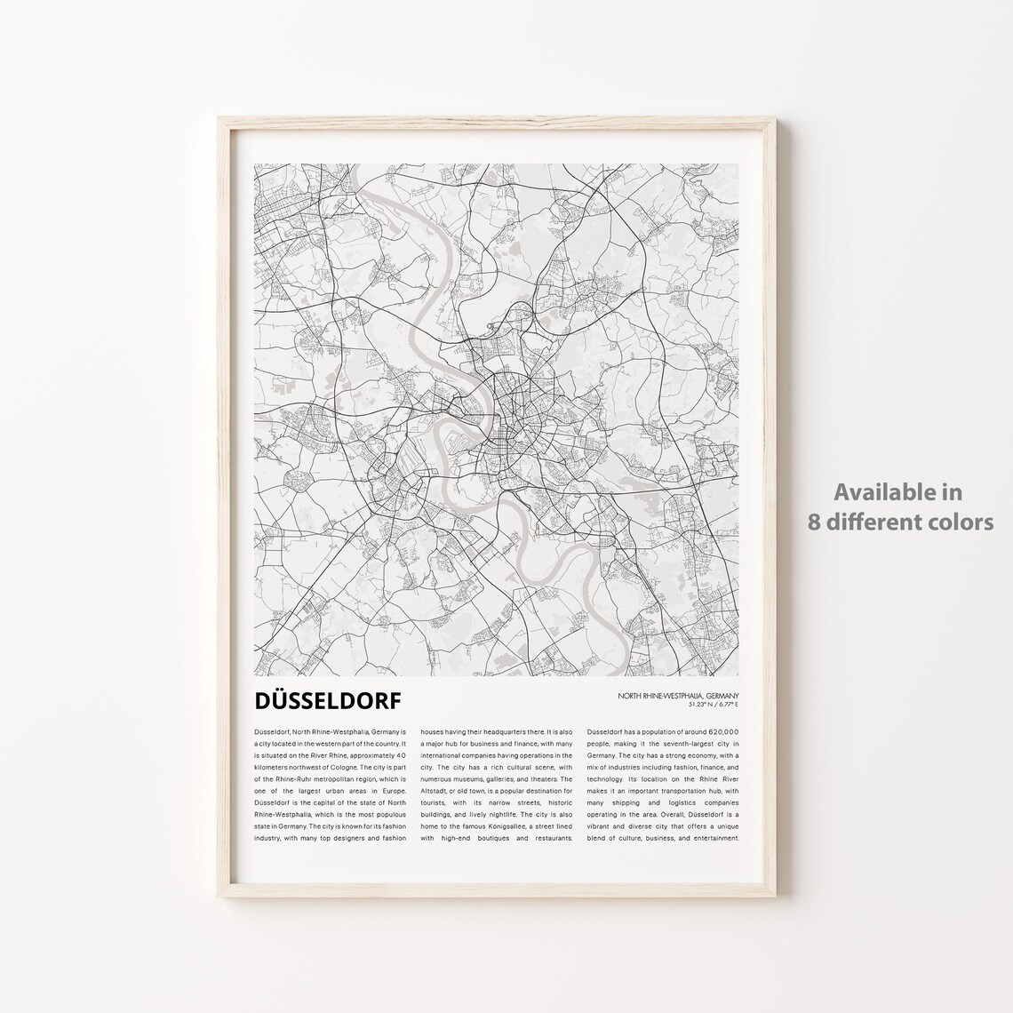 Düsseldorf Germany Minimalist City Street Map Line Art Travel Poster