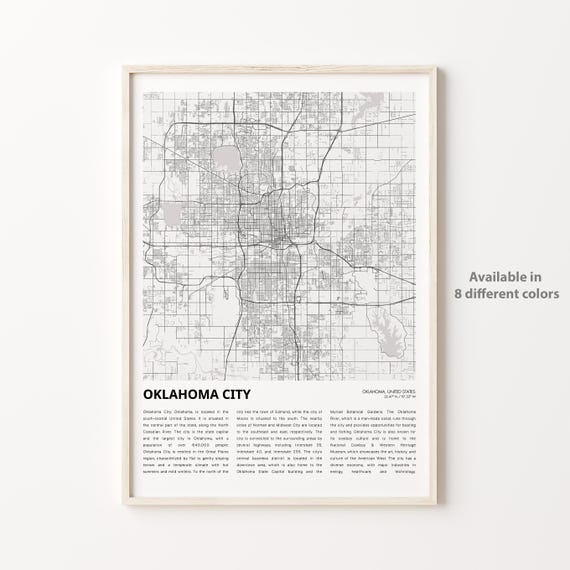 Oklahoma City Map Print Travel Wall Decor Art Housewarming Gift