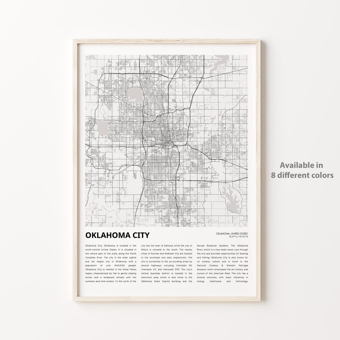 Oklahoma City Map Print Travel Wall Decor Art Housewarming Gift