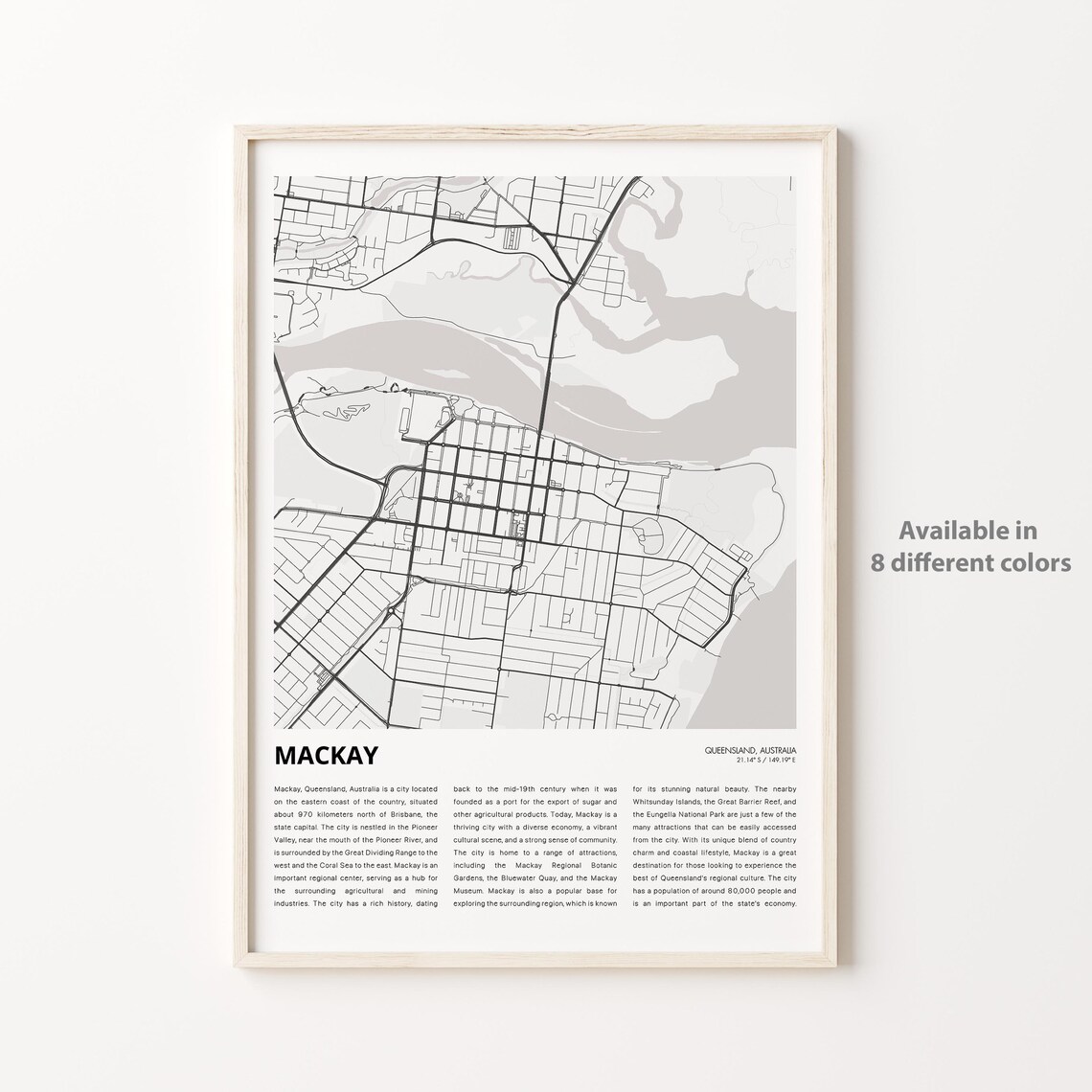 Mackay Queensland Australia City Street Map Minimalist Travel Poster