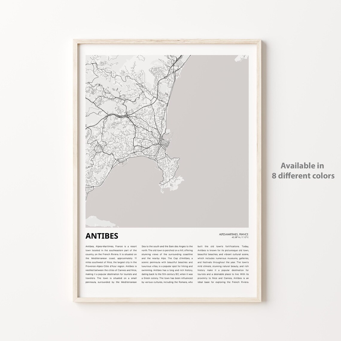 Antibes France Minimalist City Street Map Modern Travel Art Poster