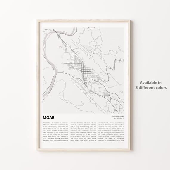 Moab Map Print Travel Wall Decor Art Utah Housewarming Gift