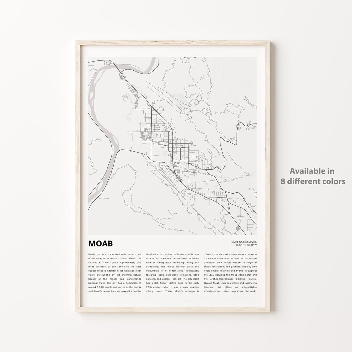 Moab Map Print Travel Wall Decor Art Utah Housewarming Gift