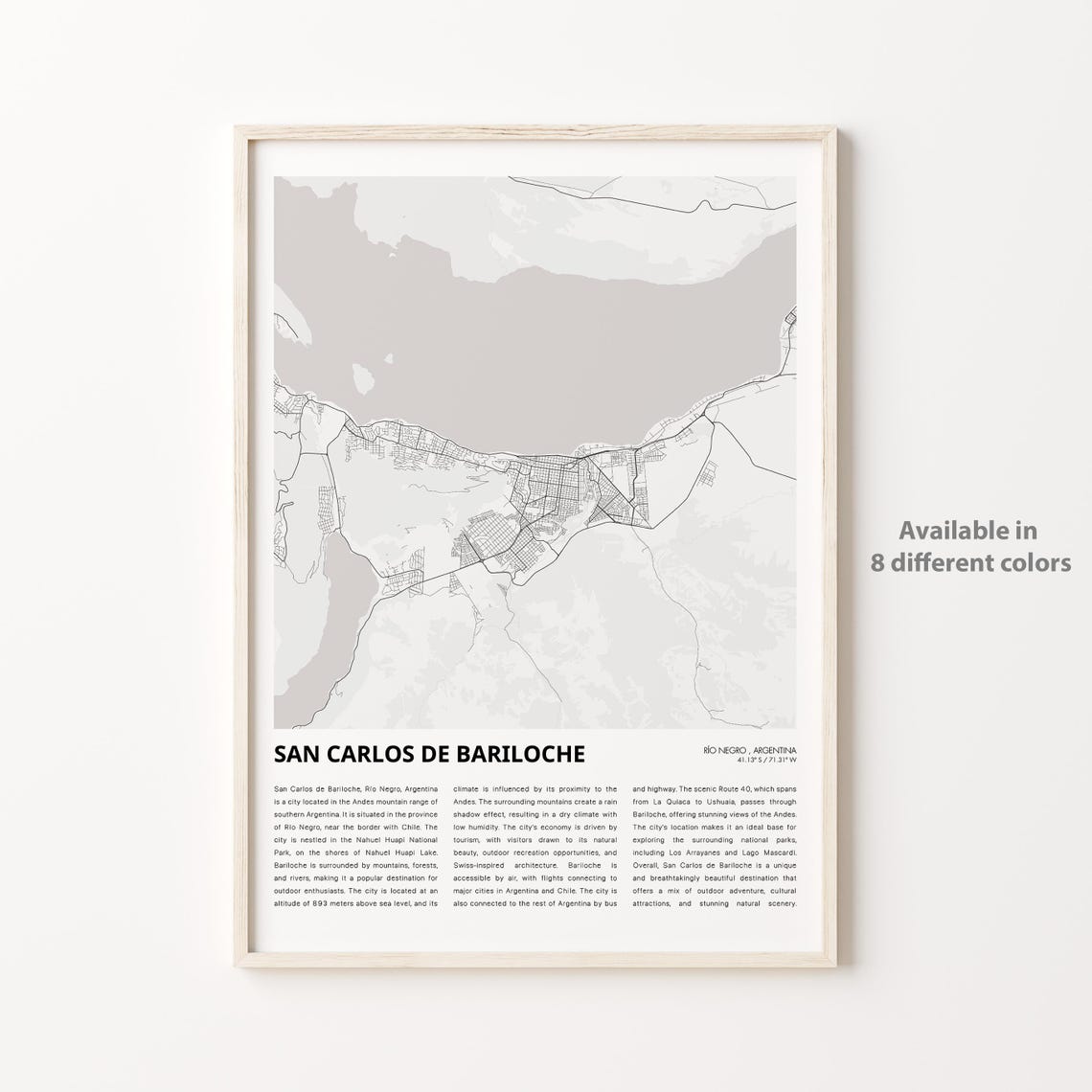 San Carlos De Bariloche Map Print Travel Wall Decor Art Personalized Poster