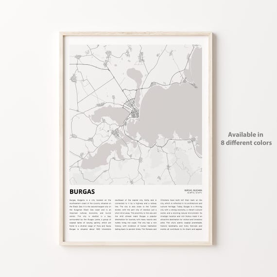 Burgas Map Print Travel Wall Decor Art Housewarming Gift