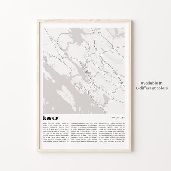 Sibenik Croatia Minimalist City Map Travel Poster Modern Wall Decor