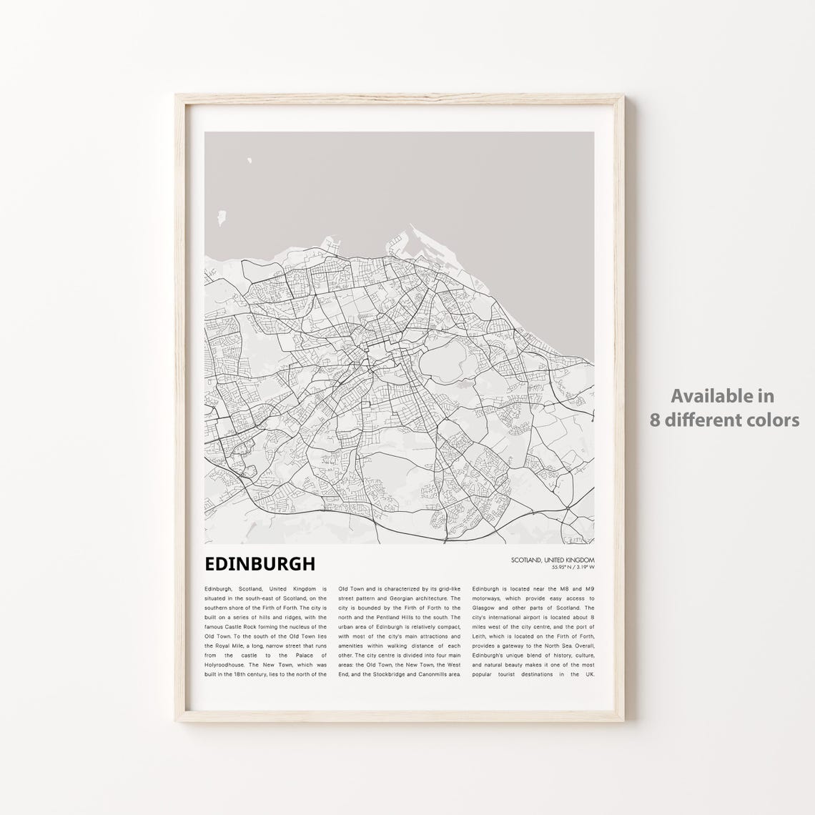 Edinburgh Map Print Travel Wall Decor Art Scotland Housewarming Gift