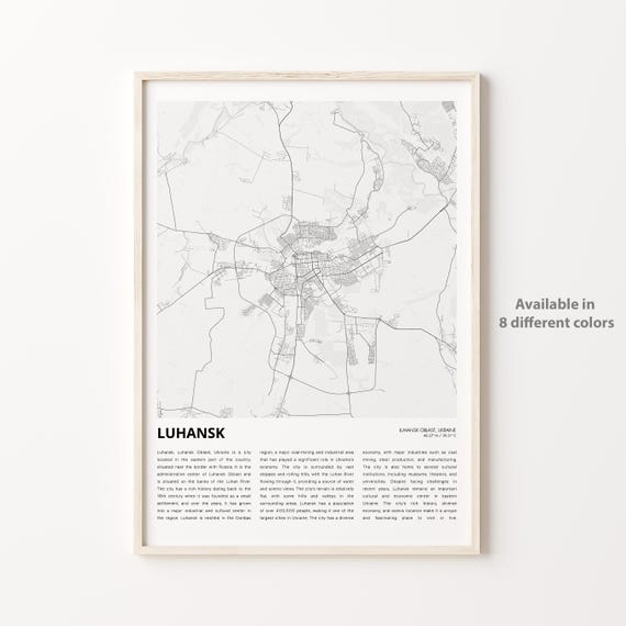Luhansk Map Print Travel Wall Decor Art Oblast Housewarming Gift