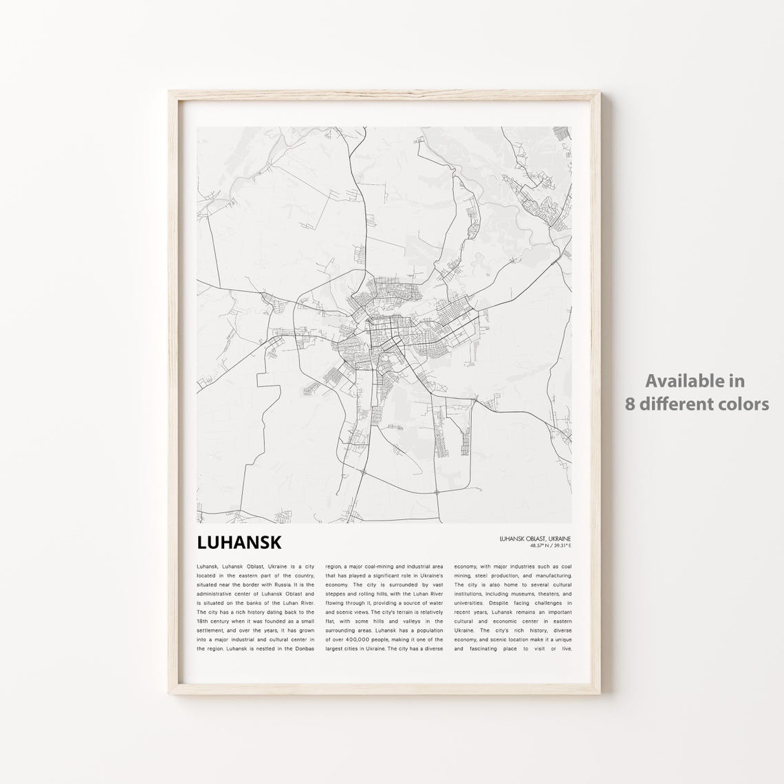 Luhansk Map Print Travel Wall Decor Art Oblast Housewarming Gift