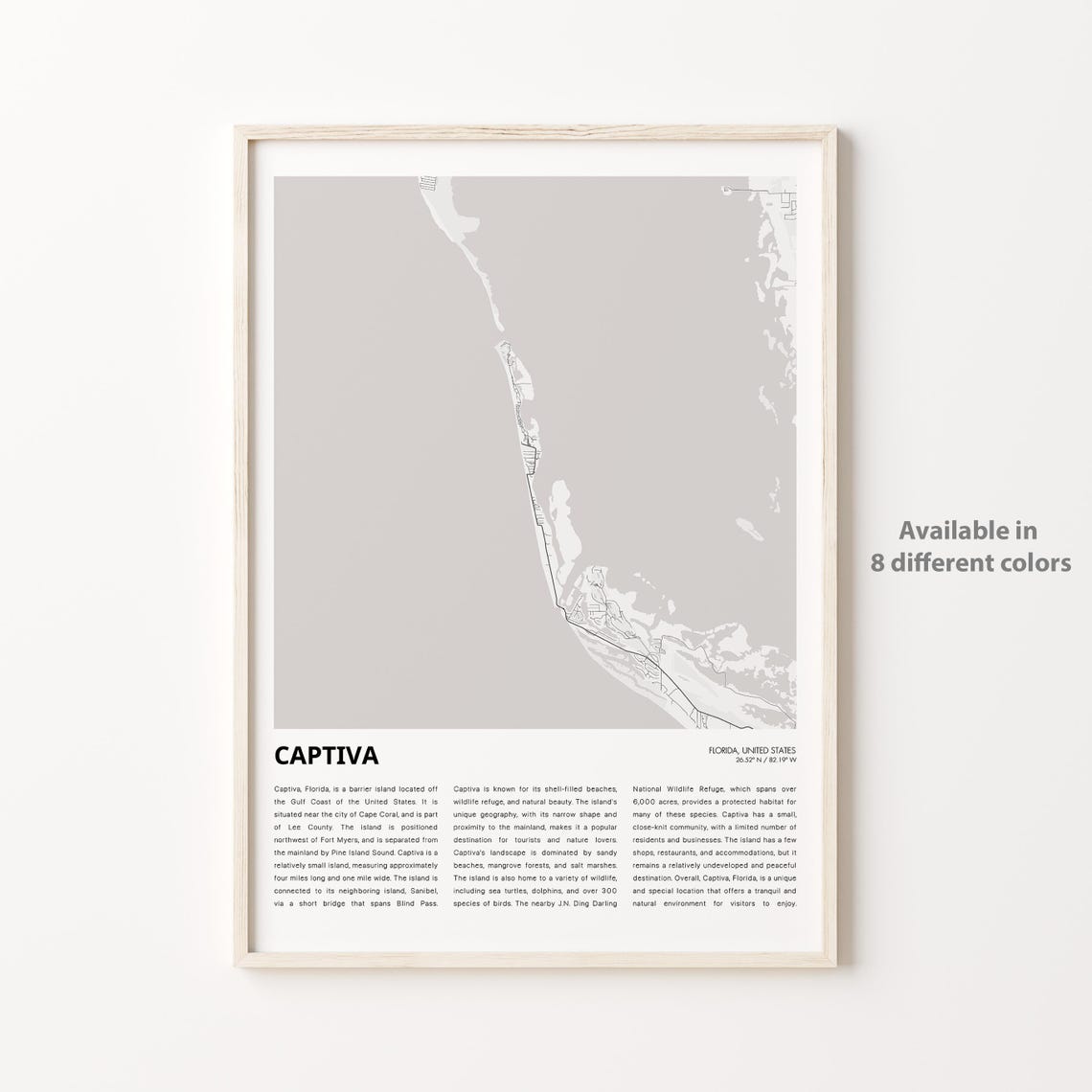 Captiva Island Florida Minimalist Map With Coordinates Art Poster
