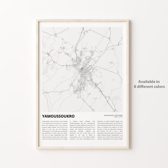 Yamoussoukro Ivory Coast Capital City Street Map Line Art Poster