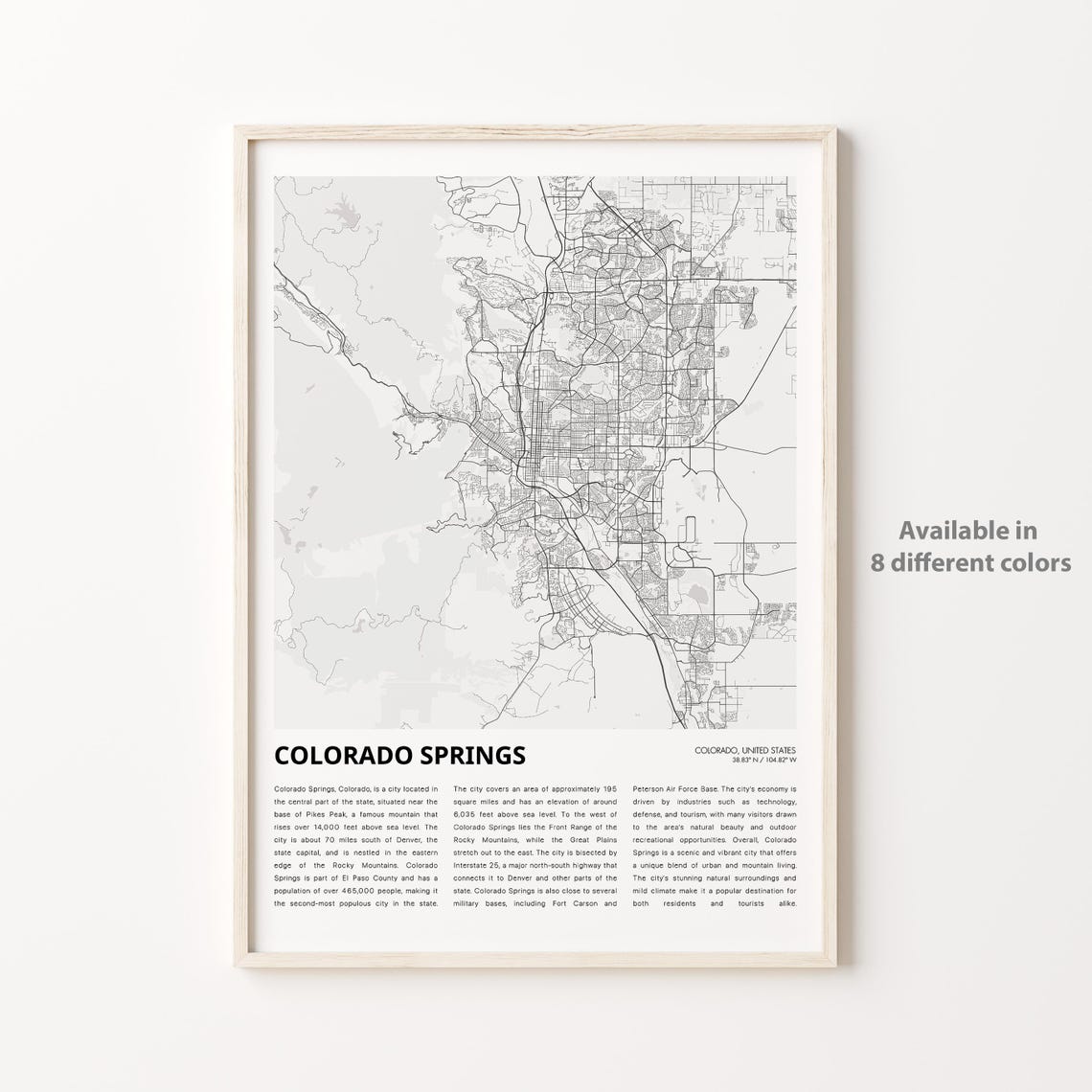 Colorado Springs Map Print Travel Wall Decor Art Housewarming Gift