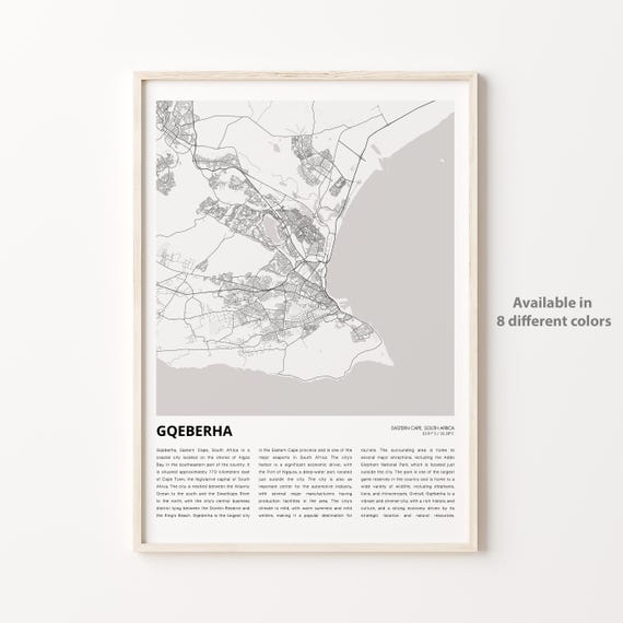 Gqeberha Eastern Cape Minimalist City Street Map Travel Poster