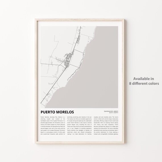 Puerto Morelos Quintana Roo Mexico Coastal Map Art Travel Poster