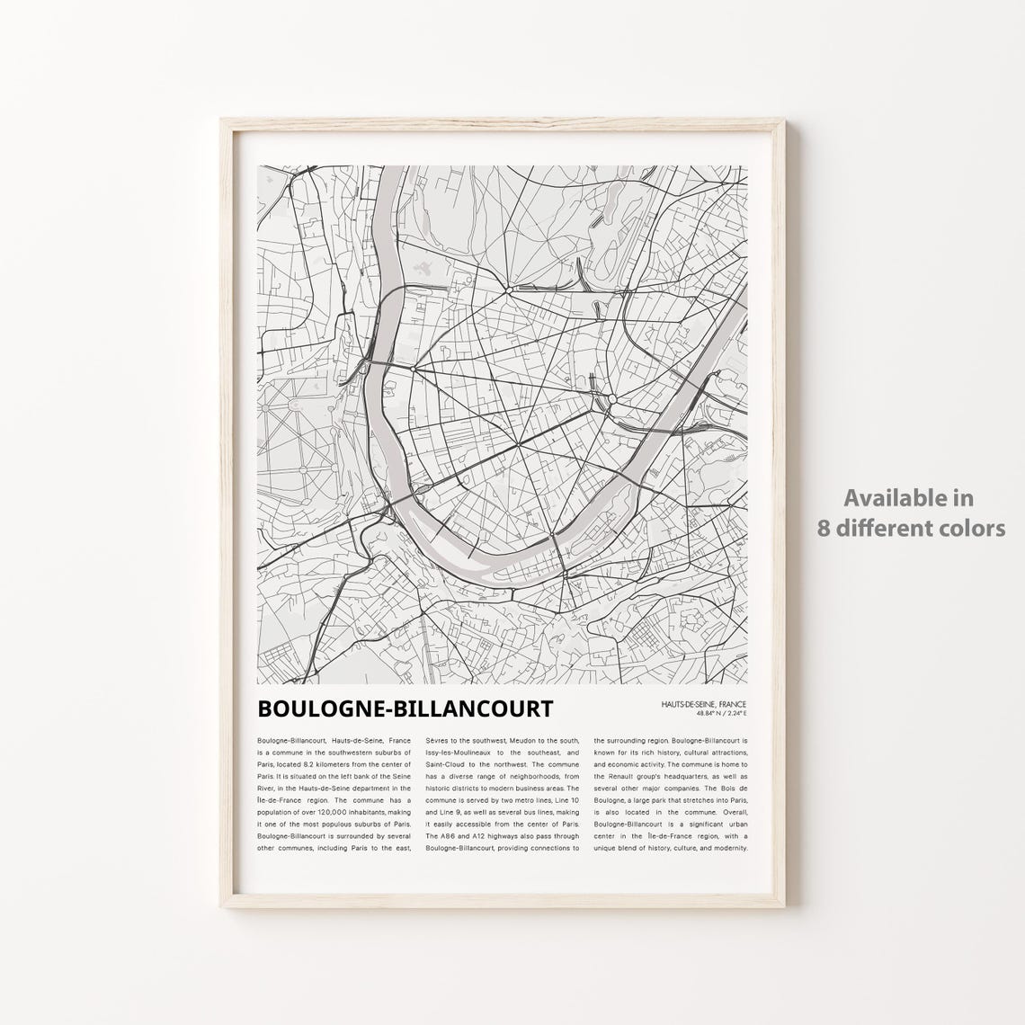 Boulognebillancourt Map Print Travel Wall Decor Art Hautsdeseine