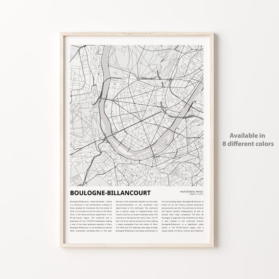 Boulognebillancourt Map Print Travel Wall Decor Art Hautsdeseine