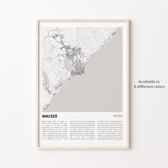 Maceió Alagoas Brazil Minimalist Monochrome City Map Travel Poster