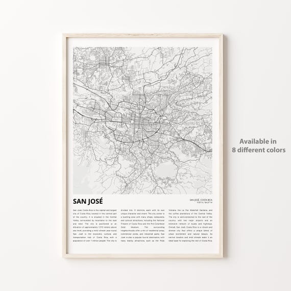 San Jose Costa Rica Minimalist City Map Travel Wall Decor Poster