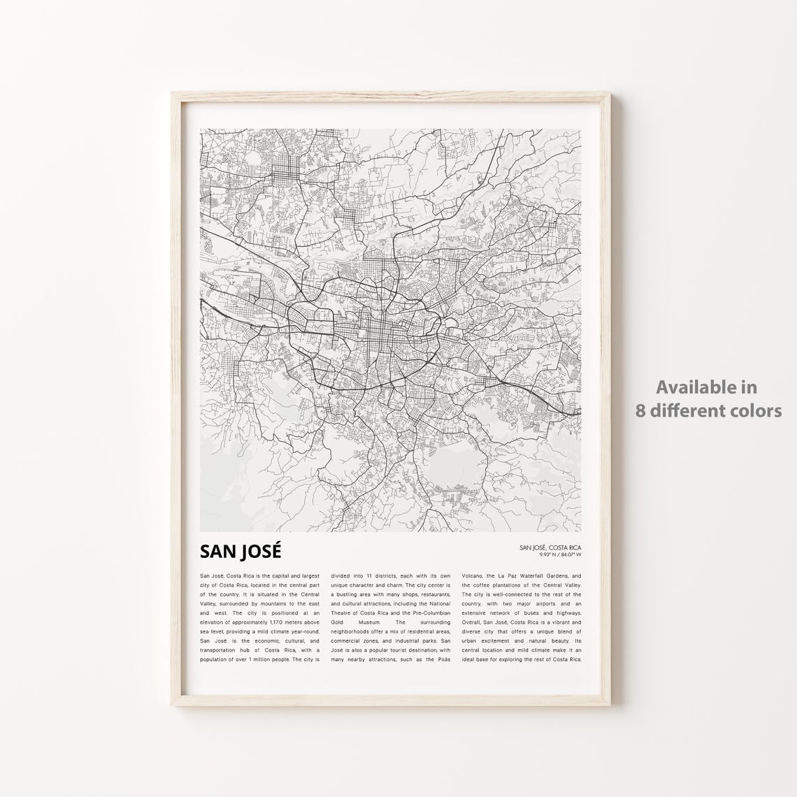 San Jose Costa Rica Minimalist City Map Travel Wall Decor Poster