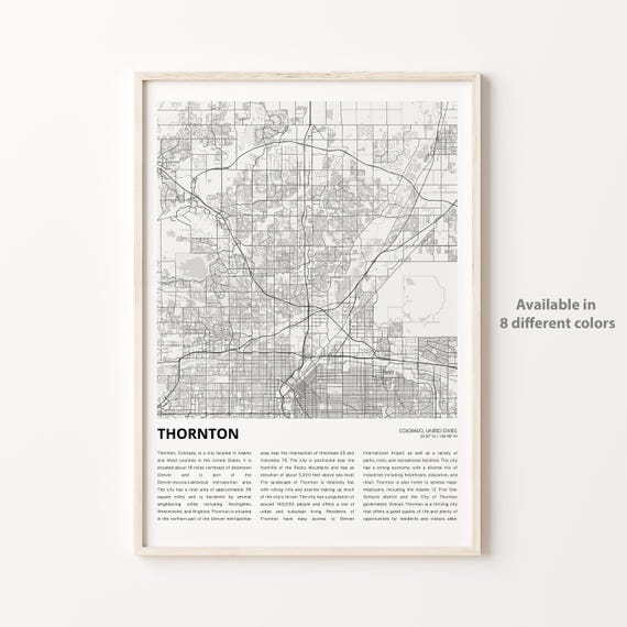 Thornton Colorado Minimalist Denver Metro Map Artwork Poster