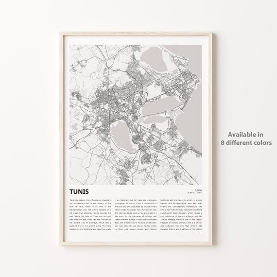 Tunis Tunisia Africa Minimalist City Map Street Art Travel Poster