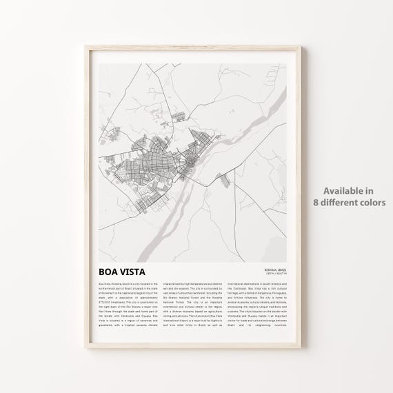 Boa Vista Map Print Travel Wall Decor Art Roraima Housewarming Gift