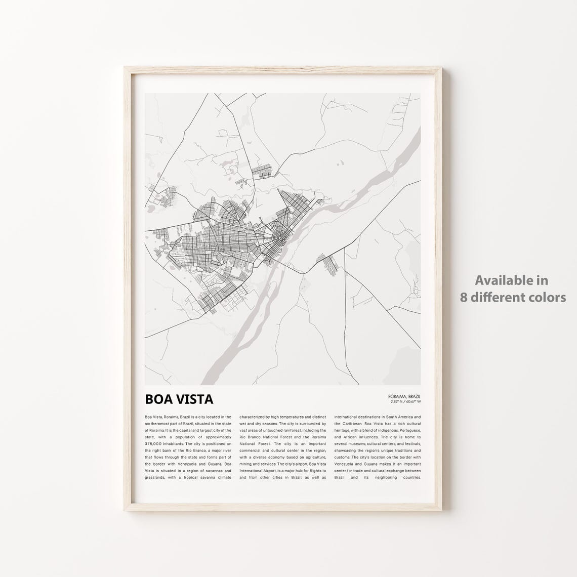 Boa Vista Roraima Brazil Minimalist City Map Line Art Poster