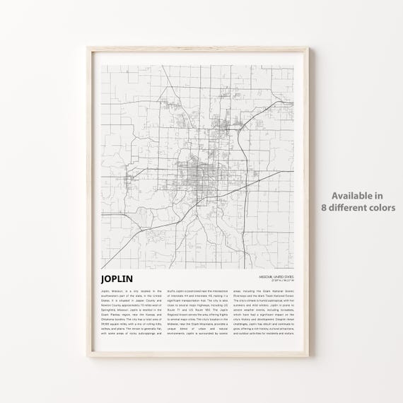 Joplin Map Print Travel Wall Decor Art Missouri Housewarming Gift
