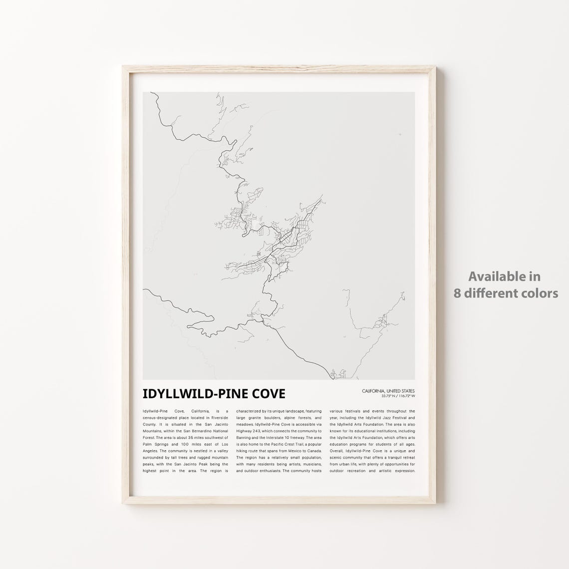 Idyllwildpine Cove Map Print Travel Wall Decor Art