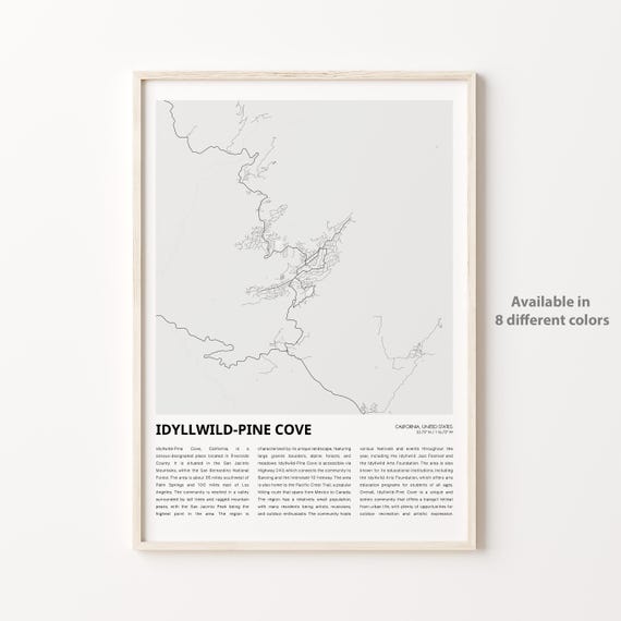 Idyllwildpine Cove Map Print Travel Wall Decor Art