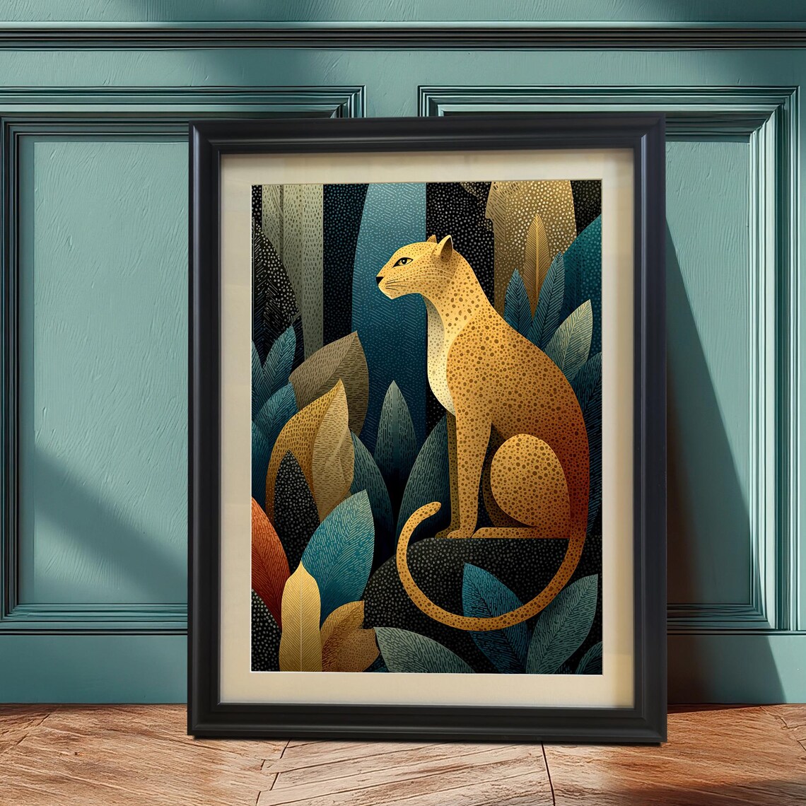 Modern Cheetah Art Print, Mid-Century Jungle Decor
