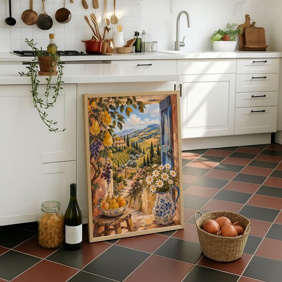 Italian Villa Window Tuscan Vineyard Lemon Grape Cottage View Poster