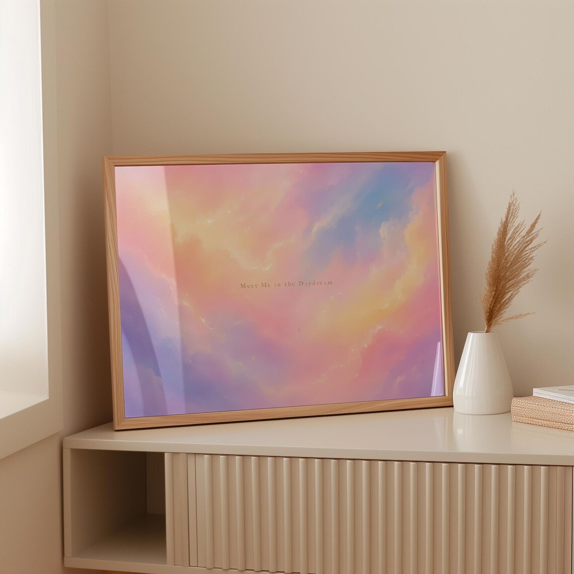 Danish Pastel Gradient Holographic Fluid Wave Art Print