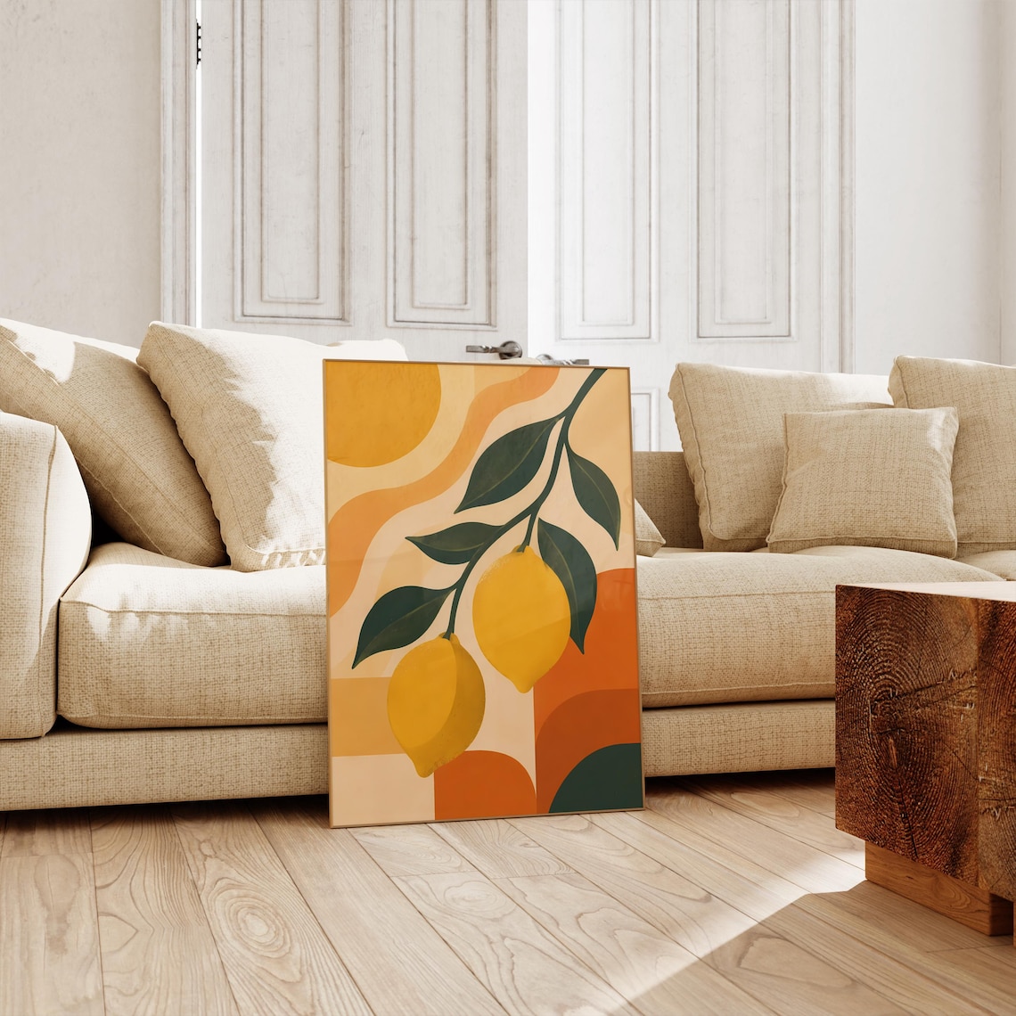 Abstract Lemon Art, Mediterranean Kitchen Poster Print