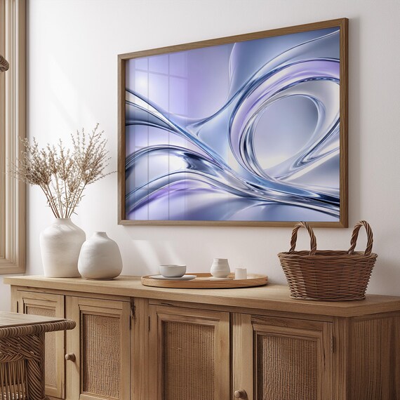 Lavender Liquid Chrome Purple Metallic Fluid Abstract Poster